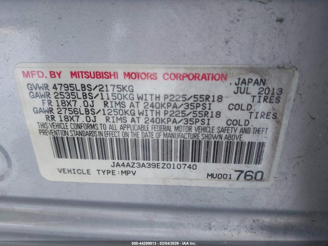 2014 MITSUBISHI OUTLANDER JA4AZ3A39EZ010740 Photo 8