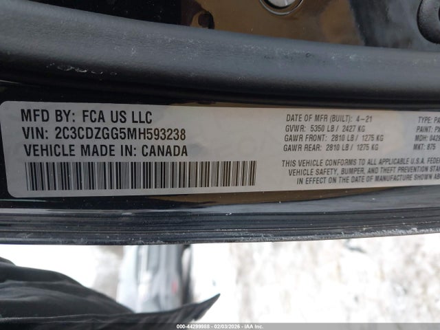 2021 DODGE CHALLENGER 2C3CDZGG5MH593238 Photo 8