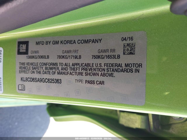 KL8CD6SA9GC625363 Chevrolet Spark 1lt Cvt