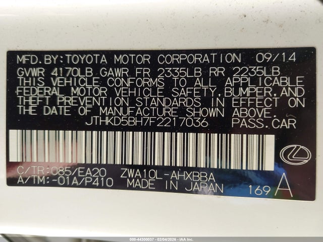 2015 LEXUS CT 200H JTHKD5BH7F2217036 Photo 8