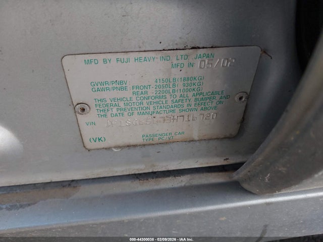 2003 Subaru Forester Xs მანქანა იყიდება აუქციონზე, vin: JF1SG65673H716720, აუქციონის ნომერი: 44300038
