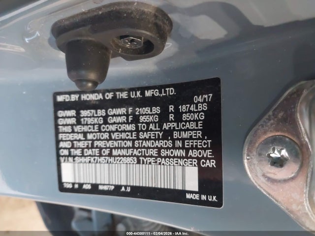 SHHFK7H57HU226853 Honda CIVIC EX