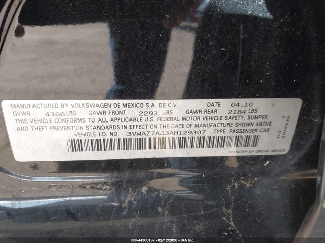 Продаж на аукціоні авто 2010 Volkswagen Jetta Limited Edition, vin: 3VWAZ7AJ3AM129307, номер лоту: 44300187