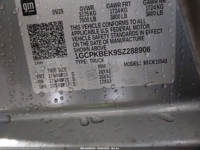 1GCPKBEK9SZ288906 Chevrolet Silverado 1500 4wd Short Bed Custom