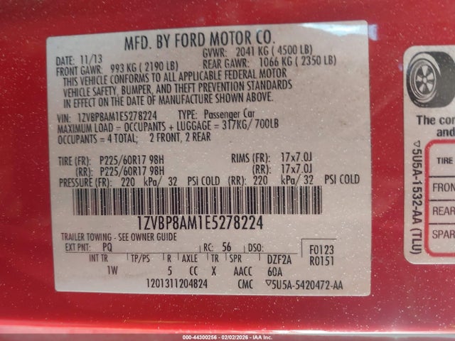 1ZVBP8AM1E5278224 Ford Mustang V6