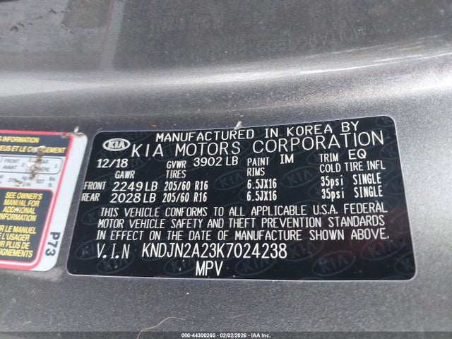 Aukcja sprzedaży 2019 Kia Soul, vin: KNDJN2A23K7024238, numer aukcji: 44300265