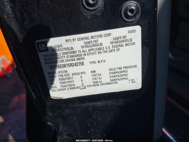 2005 CADILLAC ESCALADE 1GYEK63N75R242758 Photo 8