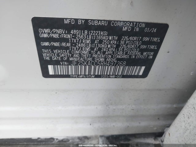 2024 SUBARU FORESTER JF2SKACC5RH497268 Photo 8