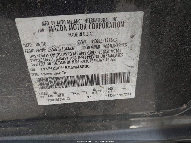 2010 MAZDA MAZDA6 1YVHZ8CH5A5M48886 Photo 8