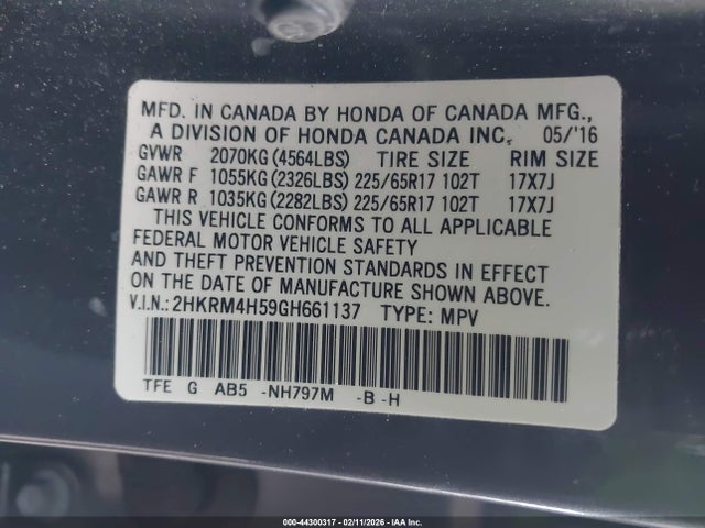 2HKRM4H59GH661137 Honda CR-V EX