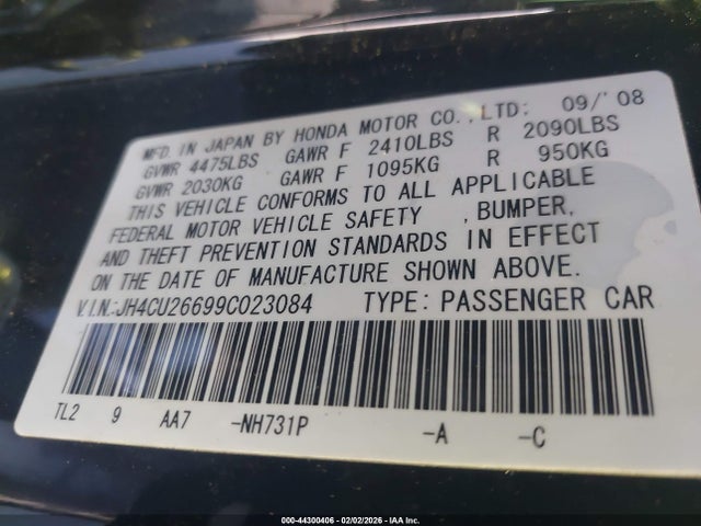 Aukcja sprzedaży 2009 Acura Tsx, vin: JH4CU26699C023084, numer aukcji: 44300406