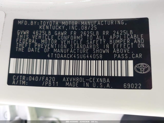 4T1DAACK4SU644058 Toyota CAMRY LE