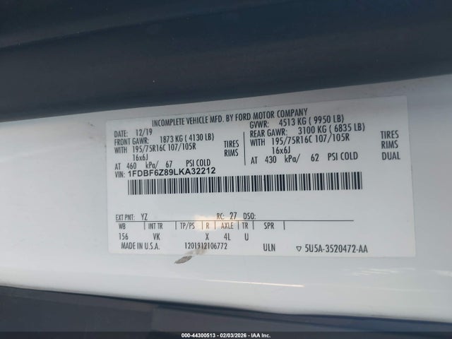 Ford Transit-350 Cab 2020 1FDBF6Z89LKA32212 Image 9