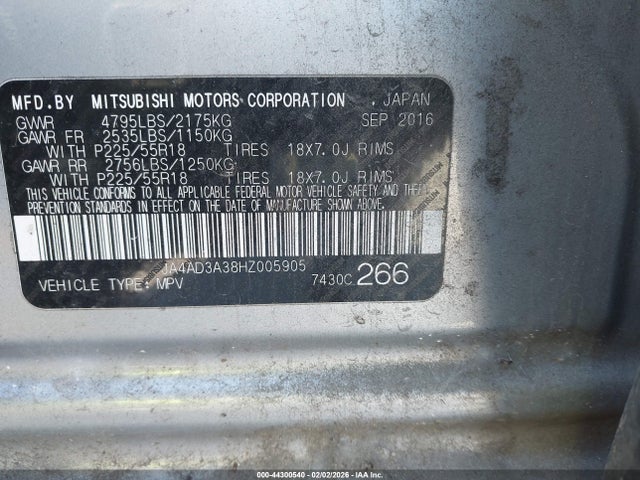 2017 MITSUBISHI OUTLANDER JA4AD3A38HZ005905 Photo 8