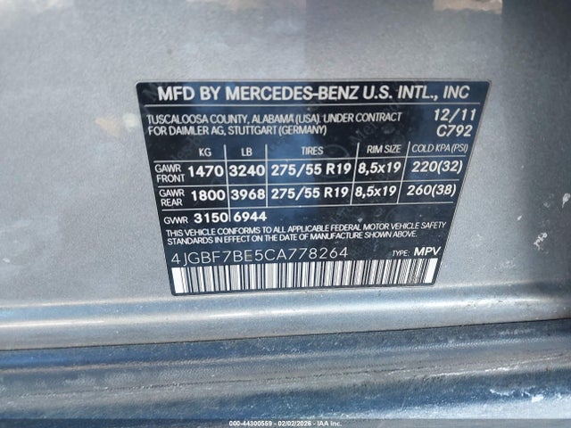 2012 MERCEDES-BENZ GL 450 4JGBF7BE5CA778264 Photo 8