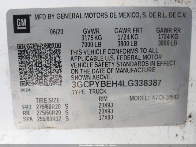 3GCPYBEH4LG338387 Chevrolet Silverado 1500 4wd Short Bed Custom