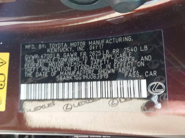 2017 LEXUS ES 350 58ABK1GG1HU063919 Photo 8