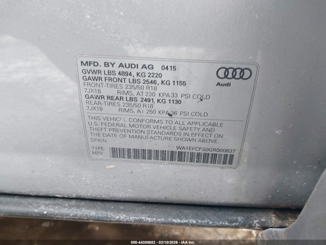 2016 AUDI Q3 WA1EFCFS0GR000837 Photo 8