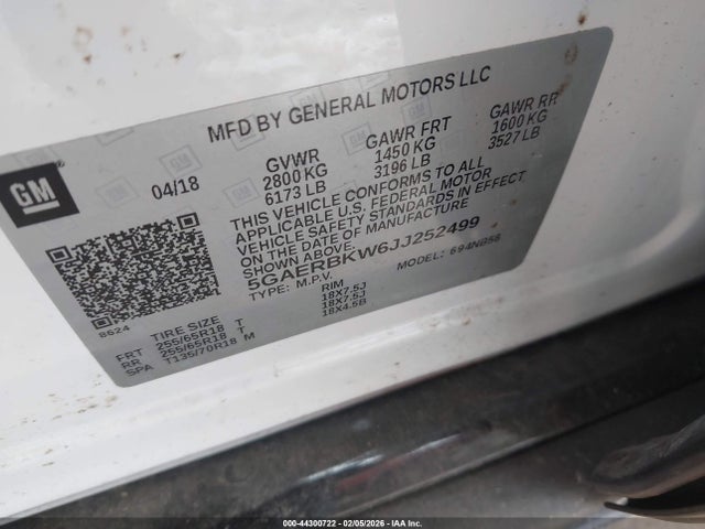 Aukcja sprzedaży 2018 Buick Enclave Essence, vin: 5GAERBKW6JJ252499, numer aukcji: 44300722