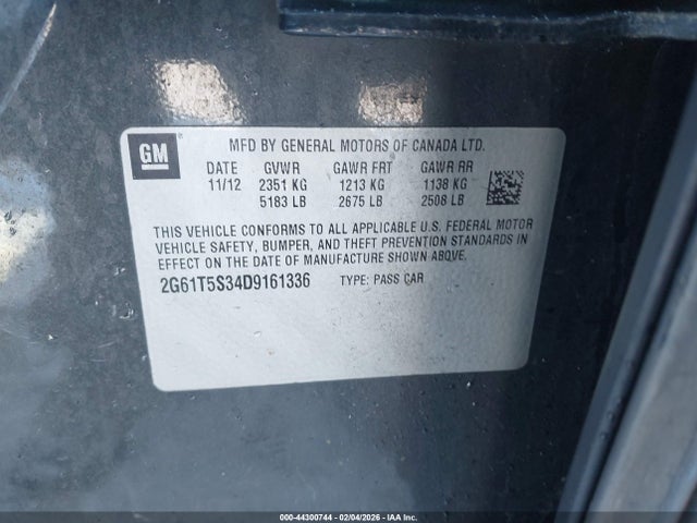 Продаж на аукціоні авто 2013 Cadillac Xts Premium, vin: 2G61T5S34D9161336, номер лоту: 44300744