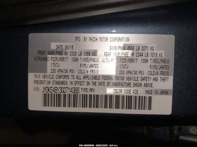 44300756 :رقم المزاد ، JM3KE4BY3G0714386 vin ، 2016 Mazda Cx-5 Sport مزاد بيع