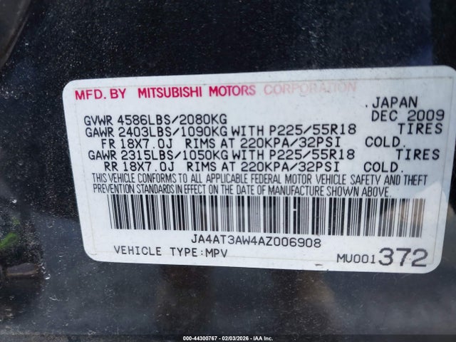 2010 MITSUBISHI OUTLANDER JA4AT3AW4AZ006908 Photo 8