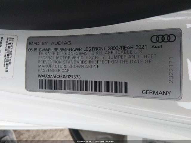 Aukcja sprzedaży 2016 Audi A7 3.0 Tdi Premium Plus, vin: WAU2MAFC6GN027573, numer aukcji: 44300836