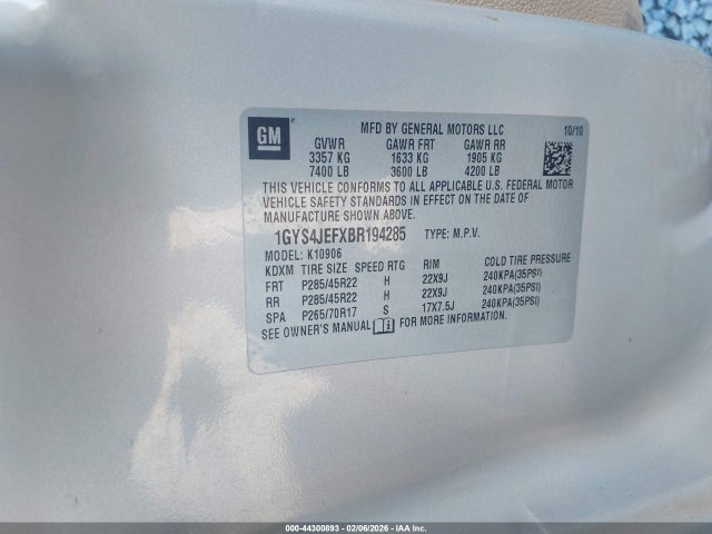 2011 CADILLAC ESCALADE ESV 1GYS4JEFXBR194285 Photo 8