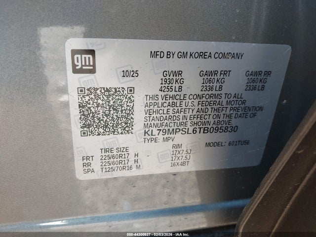 KL79MPSL6TB095830 Chevrolet Trailblazer Lt Fwd