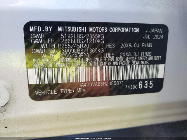 2024 MITSUBISHI OUTLANDER JA4J3VA85RZ085871 Photo 8