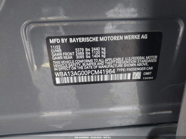 2023 Bmw 530e მანქანა იყიდება აუქციონზე, vin: WBA13AG00PCM41964, აუქციონის ნომერი: 44300958