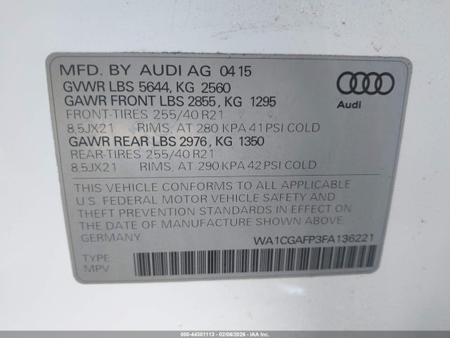 2015 AUDI SQ5 WA1CGAFP3FA136221 Photo 8