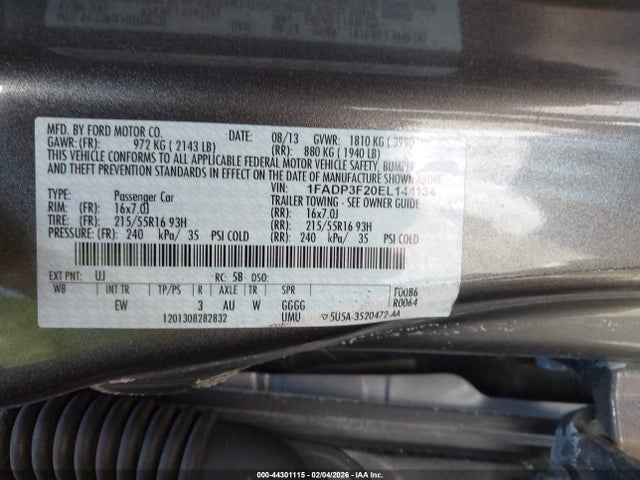 Ford FOCUS SE 2014 1FADP3F20EL144134 Image 9