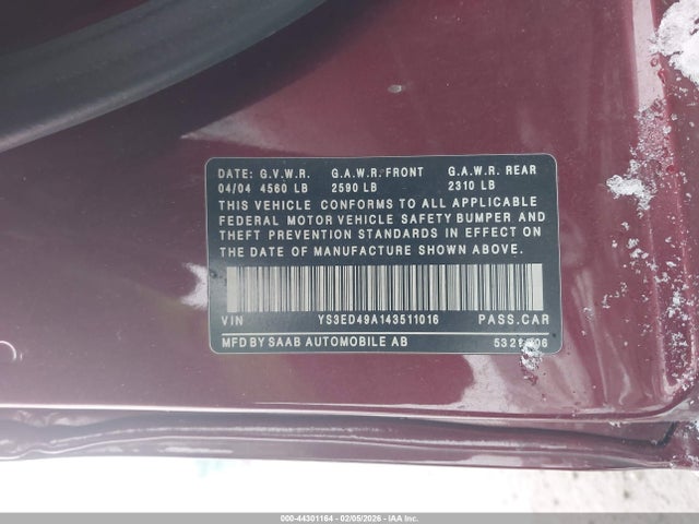 2004 SAAB 9-5 YS3ED49A143511016 Photo 8
