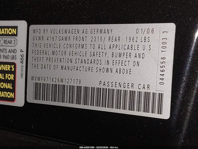 2006 VOLKSWAGEN GTI WVWFV71K26W127178 Photo 8