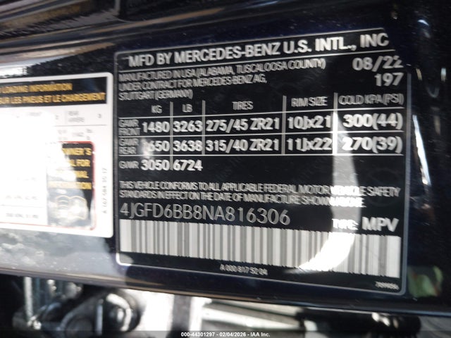 Aukcja sprzedaży 2022 Mercedes-benz Amg Gle 53 Coupe 4matic, vin: 4JGFD6BB8NA816306, numer aukcji: 44301297