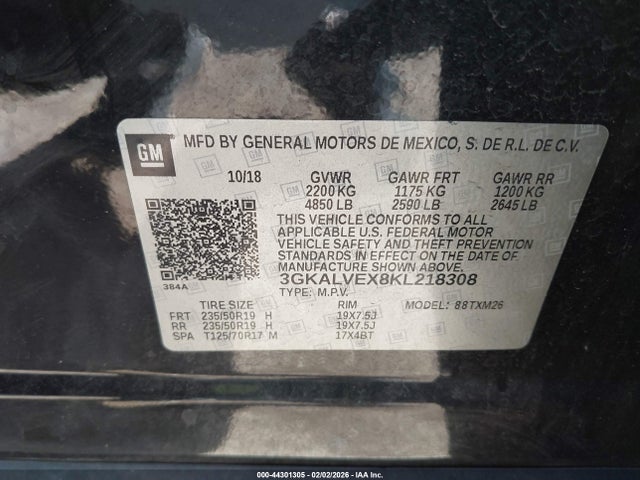 Aukcja sprzedaży 2019 Gmc Terrain Slt, vin: 3GKALVEX8KL218308, numer aukcji: 44301305
