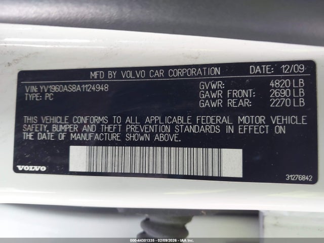 2010 VOLVO S80 YV1960AS8A1124948 Photo 8
