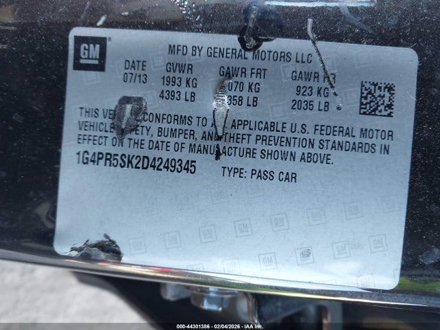 Продажа на аукционе авто 2013 Buick Verano Convenience Group, vin: 1G4PR5SK2D4249345, номер лота: 44301386