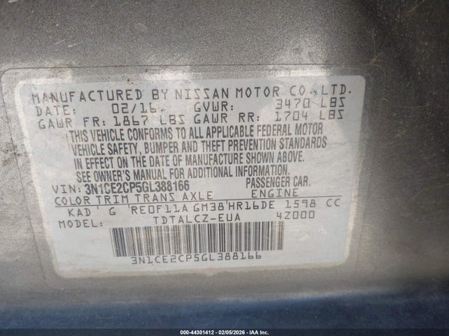 Nissan Versa Note S Plus 2016 3N1CE2CP5GL388166 Image 9