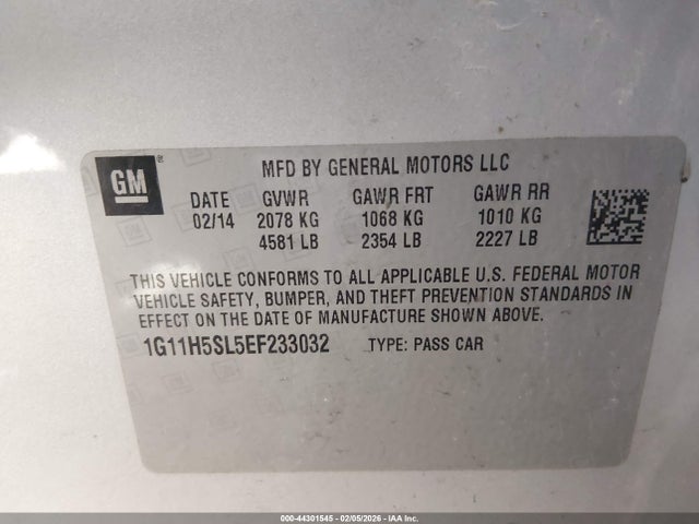 Chevrolet Malibu 1lz 2014 1G11H5SL5EF233032 Image 9