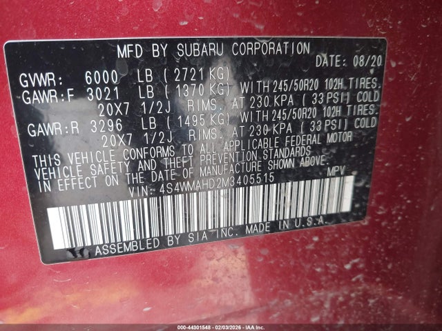 4S4WMAHD2M3405515 Subaru Ascent Premium