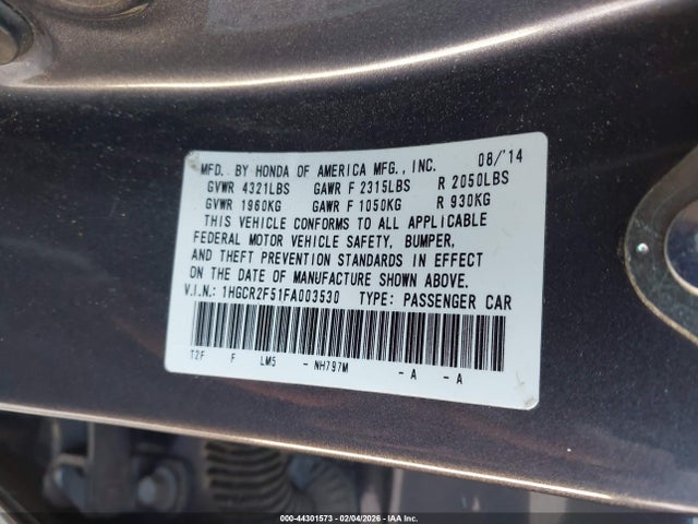 Продажа на аукционе авто 2015 Honda Accord Sport, vin: 1HGCR2F51FA003530, номер лота: 44301573