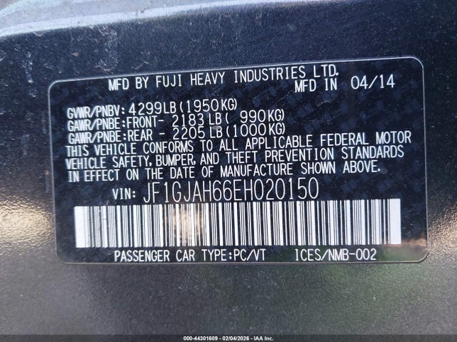 JF1GJAH66EH020150 Subaru Impreza 2.0i Limited