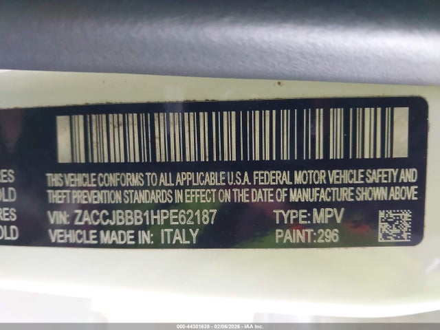 Продаж на аукціоні авто 2017 Jeep Renegade Latitude 4x4, vin: ZACCJBBB1HPE62187, номер лоту: 44301638