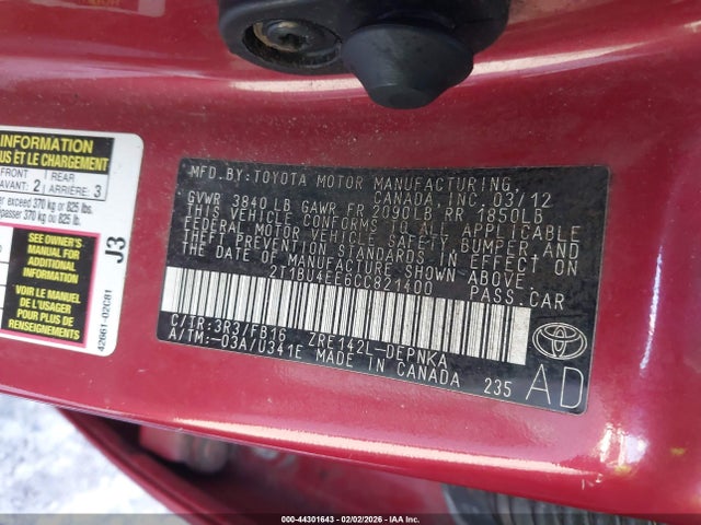 2012 TOYOTA COROLLA 2T1BU4EE6CC821400 Photo 8