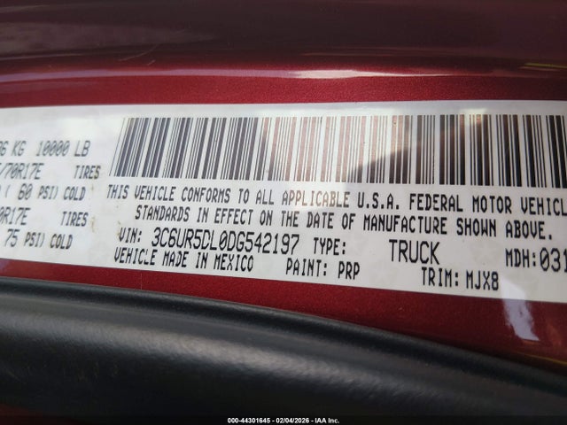 Aukcja sprzedaży 2013 Ram 2500 Outdoorsman, vin: 3C6UR5DL0DG542197, numer aukcji: 44301645