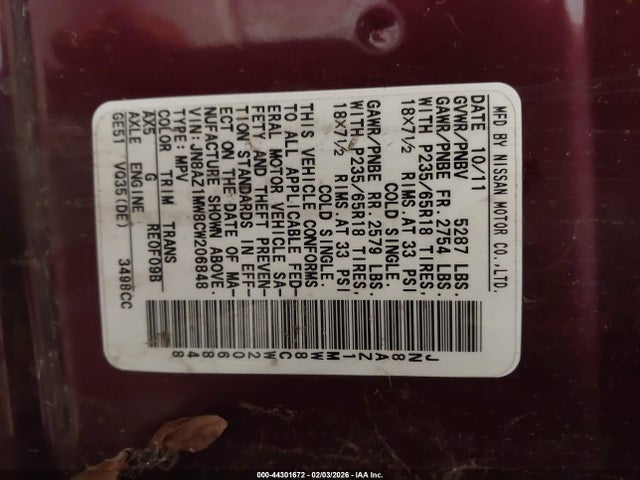 2012 NISSAN MURANO JN8AZ1MW8CW206848 Photo 8