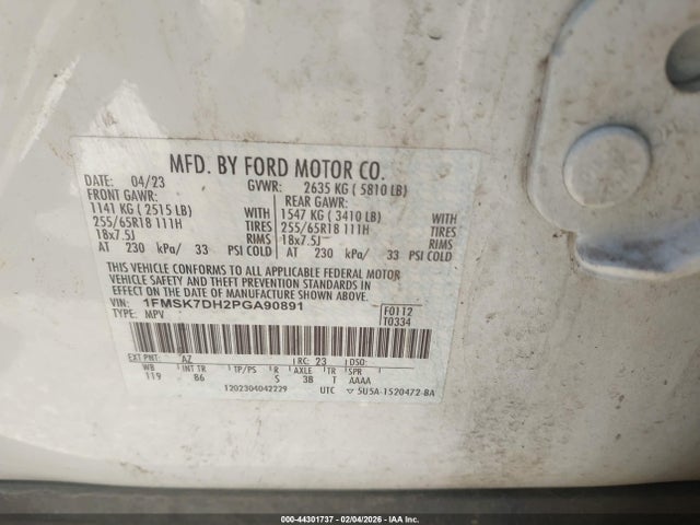 2023 FORD EXPLORER 1FMSK7DH2PGA90891 Photo 8