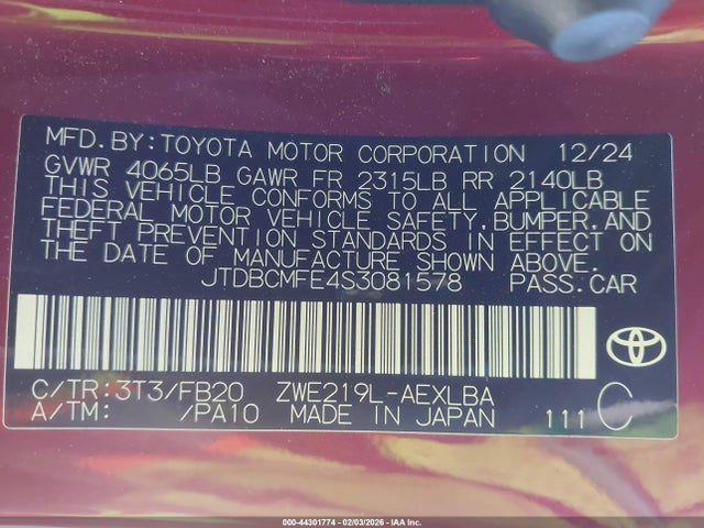 Toyota Corolla Hybrid Le 2025 JTDBCMFE4S3081578 Image 9